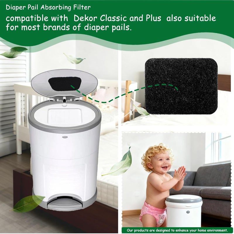 LOSUIN 8 Pack Carbon Diaper Pail Deodorizer Filter,Coconut Odor Absorber Activated Carbon Filter Compatible with Dekor Classi/Plus Diaper Pail,Keeping House Air Fresh - Image 2
